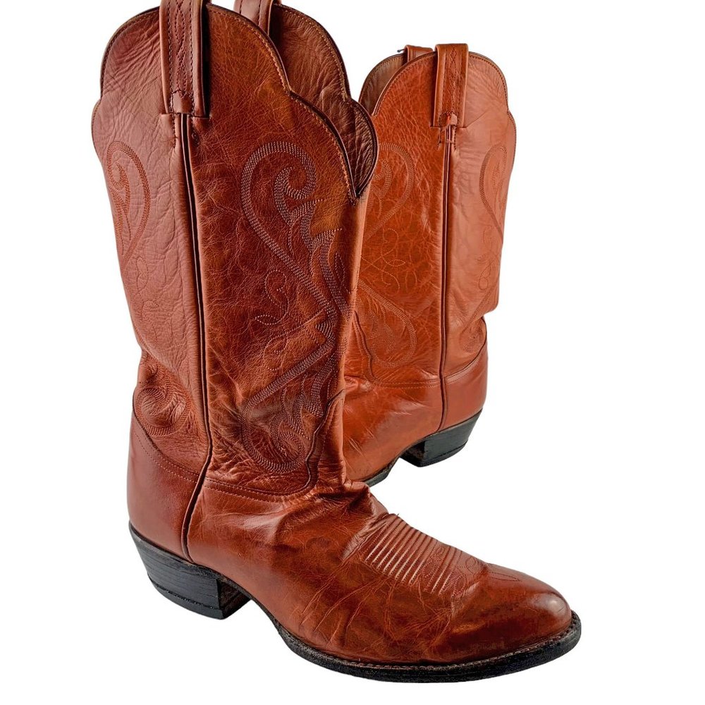 TONY LAMA Style 6383‎ Cognac Lama Calf Leather Western Boots
